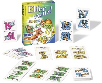 GRA KARCIANA ELFER RAUS! 11 NA STÓŁ! GRA RODZINNA DLA DZIECI ZWIERZĄTKA