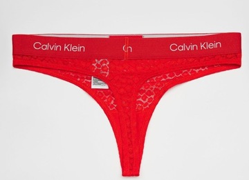 CALVIN KLEIN MAJTKI DAMSKIE CZERWONE STRINGI KORONKOWE XL 0Z4A5_H*