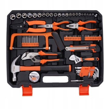 НАБОР ИНСТРУМЕНТОВ, КЛЮЧИ, МОЛОТОК, ПЛОСКИЕ СВЕРЛА, ОТВЕРТКИ, ГОЛОВКИ, 168 предметов, ШЕСТИГРАННЫЕ ГОЛОВКИ