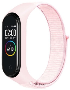 PASEK DO XIAOMI MI BAND 3/4/5/6/7 WYGODNA OPASKA NYLONOWA - JASNORÓŻOWY