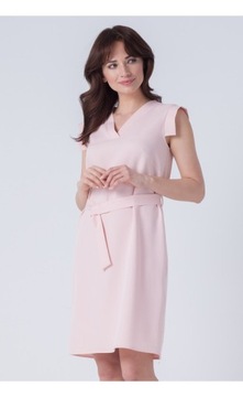 Простое вечернее платье, V-образный вырез, розовый 38