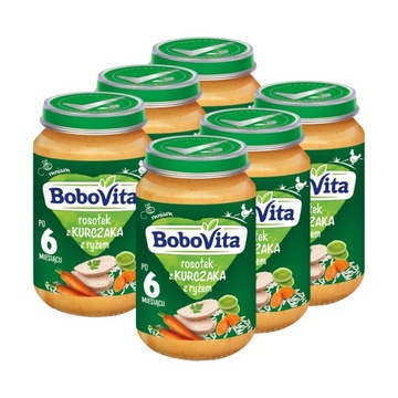BoboVita Rosołek z kurczaka z ryżem ZESTAW 6x190g