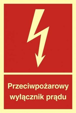 Znak Przeciwpożarowy wyłącznik prądu 10 X 14,8