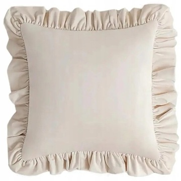 POSZEWKA WELUROWA 40x40 Z FALBANĄ PLUSZ VELVET KOLOR FALBANKA JASNY BEŻ