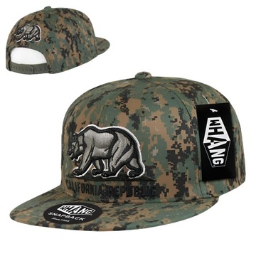 CH127 Czapka Prosty Daszek WHANG Bear CALIFORNIA MORO Snapback