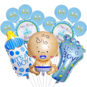 ZESTAW BALONY IT'S A BOY BABY SHOWER CHŁOPCZYK NIEBIESKIE