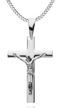 SREBRNY KRZYŻYK KRZYŻ MĘSKI Z ŁAŃCUSZKIEM 50cm 925