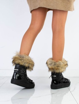 6998 ЧЕРНЫЕ УТЕПЛЕННЫЕ СНЕЖНЫЕ БОТИНКИ НА МЕХЕ 37