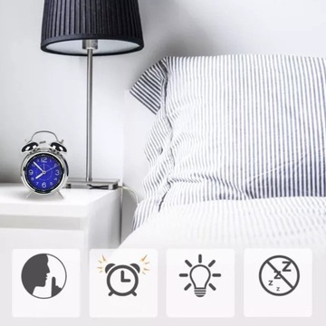 BUDZIK Z PODWÓJNYM DZWONKIEM, GŁOŚNY BUDZIK DLA OSÓB ŚPIĄCYCH CIĘŻKO