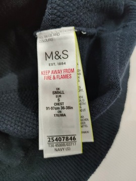 M&S Sweter granatowy męski Bawełna r. S