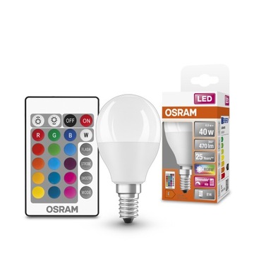 ŻARÓWKA LED E14 4,9W=40W RGB+WHITE OSRAM + pilot