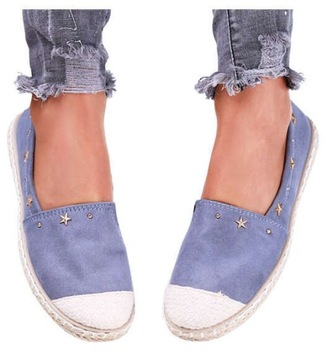 Buty damskie balerinki baleriny szare espadryle 15660