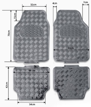 Автомобильные коврики резиновый хром - серебряный, универсальный, набор из 4 шт.