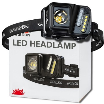 LATARKA CZOŁOWA LED AKUMULATOROWA VECTA CZUJNIK RUCHU ŚWIATŁO CZERWONE USBC