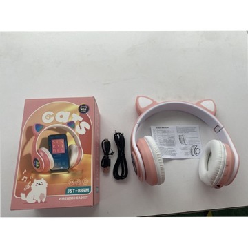 БЕСПРОВОДНЫЕ СТЕРЕОНУШНИКИ С КОШАЧЬИМИ УШАМИ BLUETOOTH 5.0 РОЗОВЫЕ