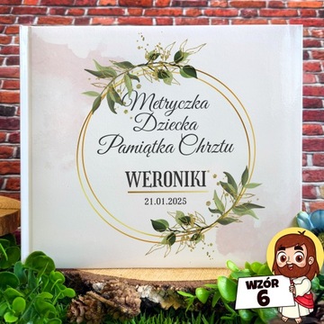 METRYCZKA DLA DZIECKA ZE ZDJĘCIEM METRYKA CHRZEST URODZINY PREZENT ZŁOTA