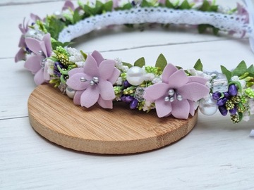 Нежный венок для причастия, элегантный фиолетовый жемчуг ручной работы.