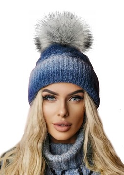 Zimowa CZAPKA CIEPŁA pompon i polar Woolk Peggy