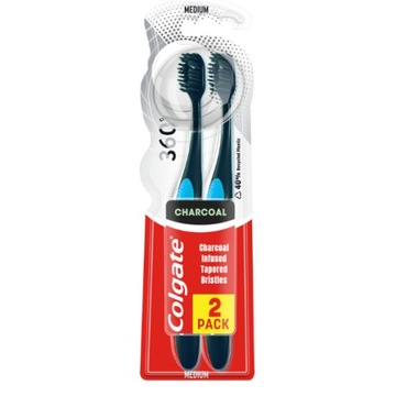 COLGATE Szczoteczka do zębów 360 Charcoal średnia 2szt.