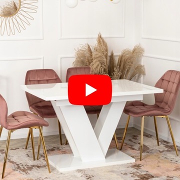 Stół Rozkładany 120/160 Nowoczesny Do Salonu Jadalni Biały Połysk CLARK