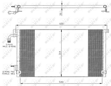 KONDENZÁTOR CHLADIČ KLIMATIZACE 35328 NRF CITROEN