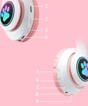 РОЗОВЫЕ СВЕТОДИОДНЫЕ НАУШНИКИ BLUETOOTH С УШАМИ ДЛЯ ДЕТЕЙ