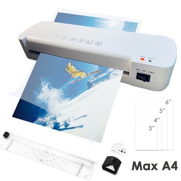 LAMINATOR A4 LAMINARKA + GRATIS 20 Folii A4 TRYMER ZAOKRĄGLACZ ZESTAW