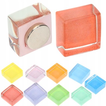 Magnet Fridge Clear Glass Tile Girl Heart 10 Pcs