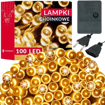 LAMPKI CHOINKOWE 100LED 8,5m ZEWNĘTRZNE WEWNĘTRZNE BIAŁE CIEPŁE ŚWIĄTECZNE