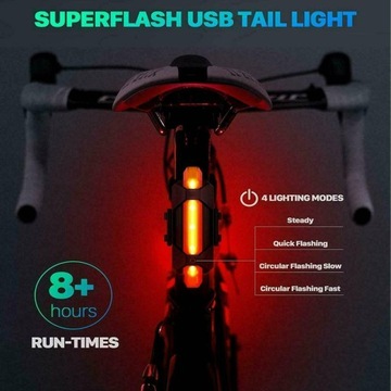 КОМПЛЕКТ ВЕЛОСИПЕДА ПЕРЕДНИЙ ЗАДНИЙ ФОНАРЬ СВЕТОДИОДНЫЕ ФОНАРИ USB