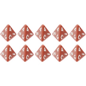 ZESTAW 10 KOSTEK K4 RPG BRĄZOWA KOŚĆ CZTEROŚCIENNA