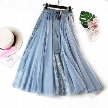 Lace skirt sweet bow net gauze skirt 85cm long