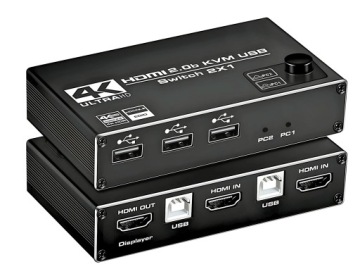 Switch Kvm Hdmi 2.0 Usb Přepínač 4K/60Hz 3xUSB Kabely Klávesová Zkratka