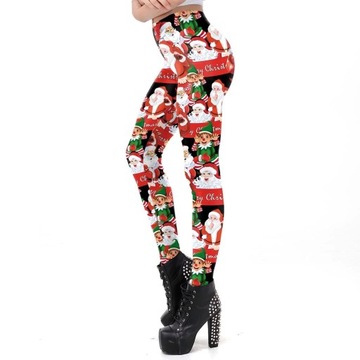 Legginsy Leginsy Świeta Mikołaj Mikołaje XL