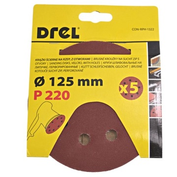 БУМАЖНЫЕ ШЛИФОВАЛЬНЫЕ ДИСКИ С ОТВЕРСТИЯМИ НА ЛИПУЧКЕ 125 мм 220