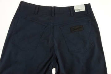 WRANGLER TEXAS SLIM materiałowe NAVY W34 L30 GRANATOWE