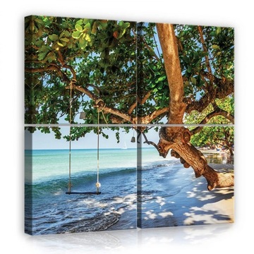 OBRAZ NA PŁÓTNIE CANVAS 50x50 PLAŻA HUŚTAWKA