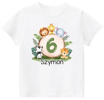 Koszulka dziecięca T-SHIRT URODZINY 6 LAT Safari IMIĘ Prezent r. 122