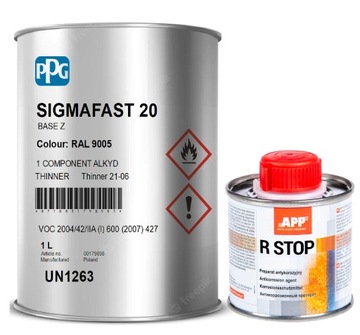 APP R-STOP + PPG Farba do podwozia CZARNA 1L