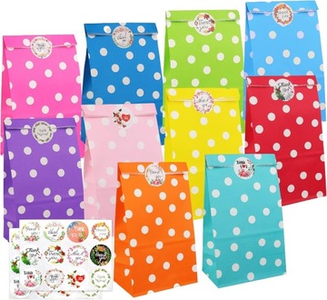 20X TORBA ZAMYKANA PREZENTOWA CUKIERKI URODZINY DZIECKA KOLOROWE +NAKLEJKI