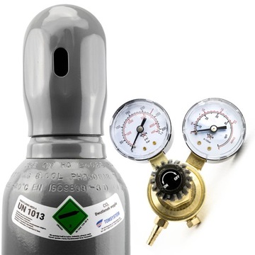 ZESTAW - DWUTLENEK WĘGLA CO2 BUTLA GAZ 8L PEŁNA + REDUKTOR GAZOWY