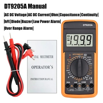 DT9205A miernik cyfrowy multimetr prądu LCD оригина Мультиметр multimetro w