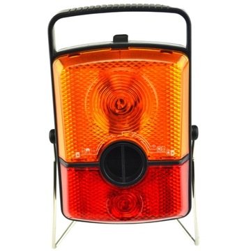 LAMPA OSTRZEGAWCZA Drogowa Czerwona Pomarańczowa PULSUJĄCA LATARKA 4 Tryby