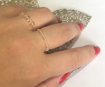 КОЛЬЦО НА МУСОРНЫХ БУСИНАХ ГОРНЫЙ ХРУСТАЛ ЗОЛОТО