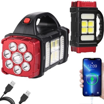 Latarka Solarna LED Szperacz POWERBANK USB Akumula
