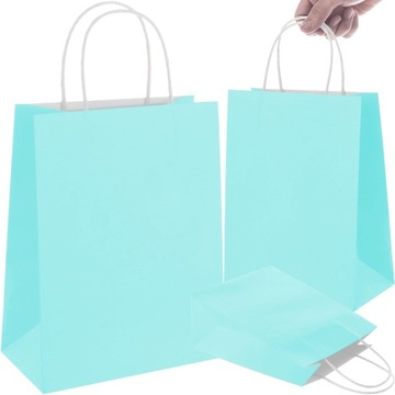 TORBA PAPIEROWA ZIELONY PASTEL A4 240/100/320 10 SZT TOREBKA EKO NA PREZENT