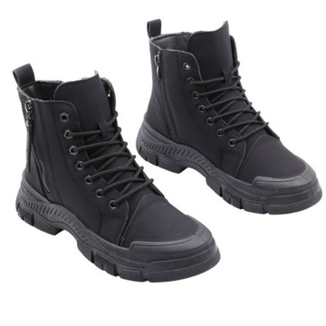 БОТИНКИ ЖЕНСКИЕ УТЕПЛЕННЫЕ ЗИМНИЕ БОТИНКИ НА МОЛНИИ, ЧЕРНЫЕ