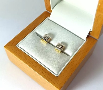 ZŁOTE KOLCZYKI 585 2,28G 2X BRYLANT = 0,06CT