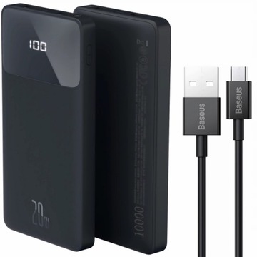 BASEUS POWER BANK 10000 мАч POWERBANK 20 Вт PD 3x USB USB-C TYPE-C 3A QC 3.0