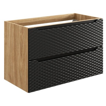 RYFLOWANA szafka pod umywalkę 90 cm OCEAN BLACK 82-90-2S z szufladami DĄB